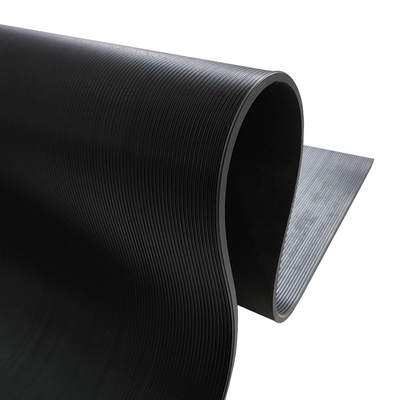 Anti-slip Matte di gomma da garage nera pavimento modello personalizzato corrugato a costole sottili a scanalatura carta di gomma da moneta