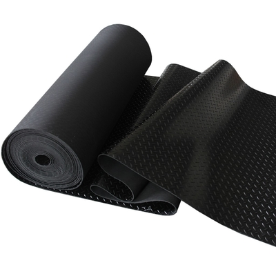 Anti-slip Matte di gomma da garage nera pavimento modello personalizzato corrugato a costole sottili a scanalatura carta di gomma da moneta